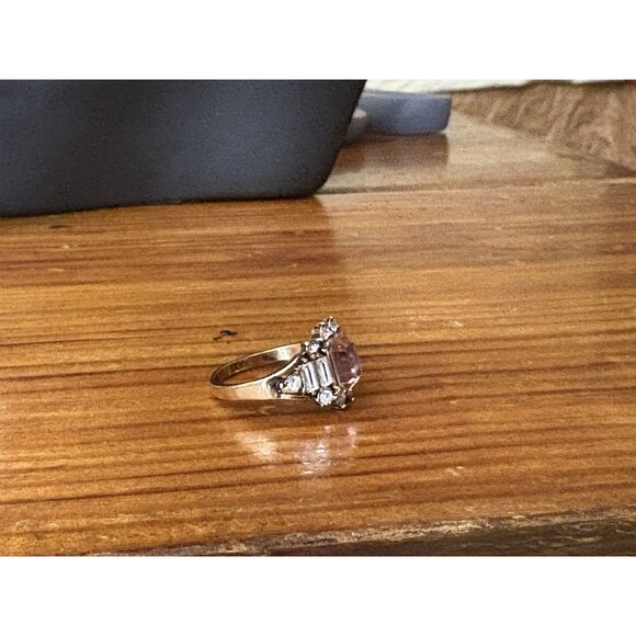 Lovely Octagon Cut Pink Cubic Zirconia ring Gold Tone Yellow Gold Plated Size7.5 - Picture 3 of 10